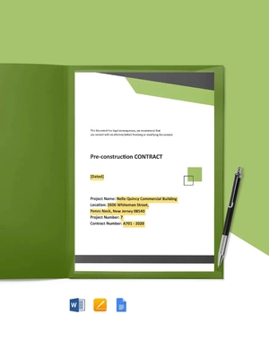 Pre Construction Contract Template