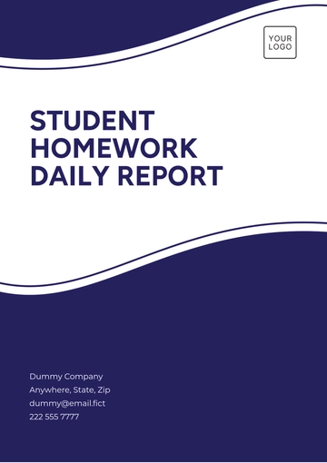 Free Student Homework Daily Report Template to Edit Online