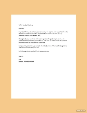 Director Resignation Letter Template