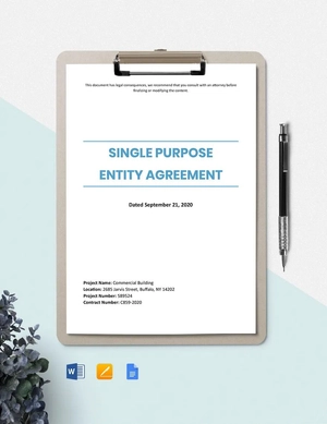 Single Purpose Entity Agreement Template