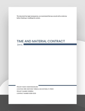 Time and Material Contract in Project Management Template
