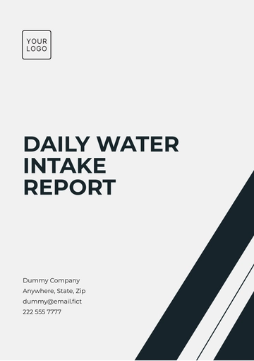 Free Daily Water Intake Report Template to Edit Online