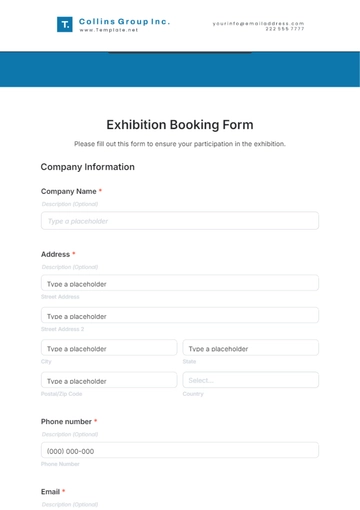 Free Exhibition Booking Form Template to Edit Online