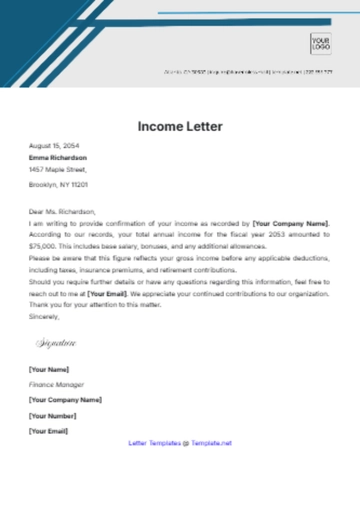 Free Income Letter Template to Edit Online