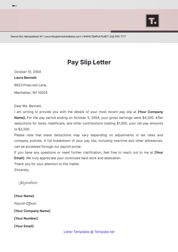Free Pay Slip Letter Template to Edit Online