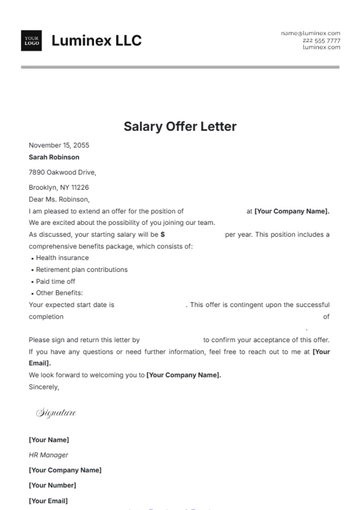 Free Blank Salary Offer Letter Template to Edit Online Free Blank Salary Offer Letter Template to Edit Online