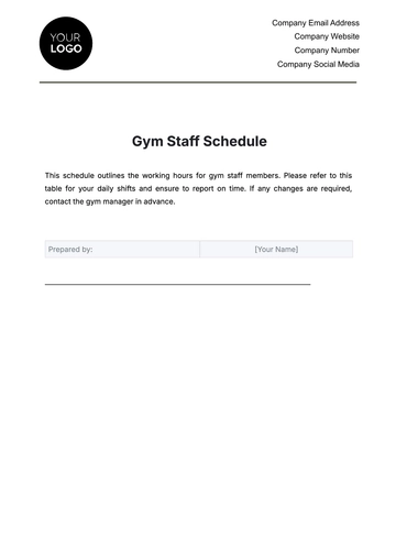 Free Gym Staff Schedule Template to Edit Online