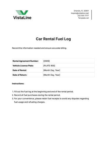 Free Car Rental Fuel Log Template to Edit Online