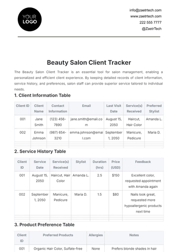 Free Beauty Salon Client Tracker Template to Edit Online