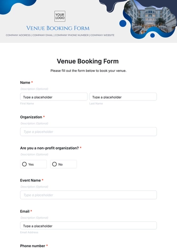Free Venue Booking Form Template to Edit Online