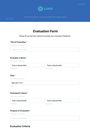 Free Evaluation Form Template to Edit Online