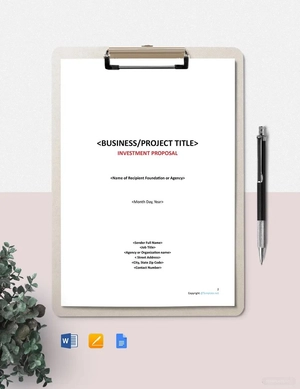Sample Construction Investment Proposal Template