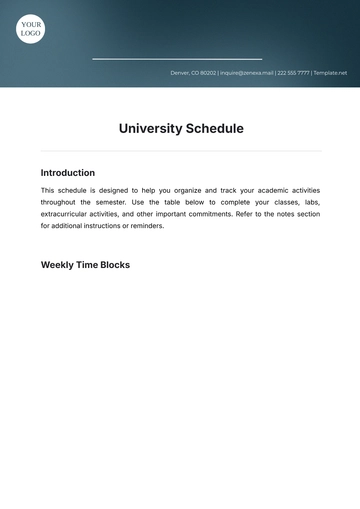 Free University Schedule Template to Edit Online