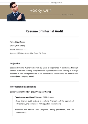 Free Resume of Internal Audit Template to Edit Online