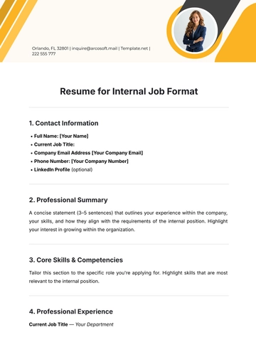 Free Resume for Internal Job Format Template to Edit Online