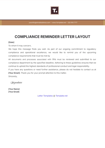 Free Compliance Reminder Letter Layout Template to Edit Online