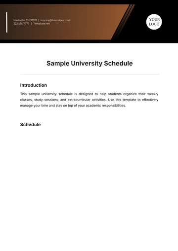 Free Sample University Schedule Template to Edit Online