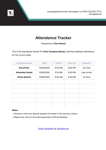 Free Attendance Tracker Template to Edit Online