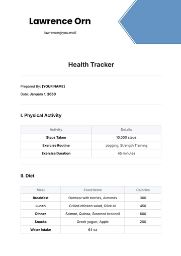 Free Health Tracker Template to Edit Online
