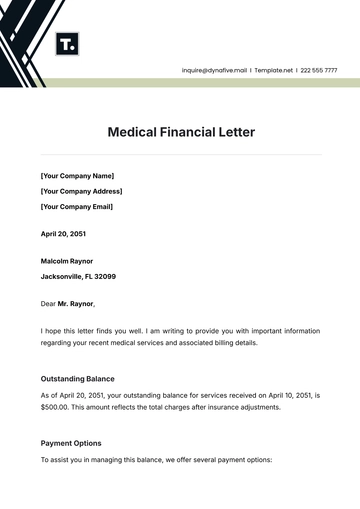 Free Medical Financial Letter Template to Edit Online