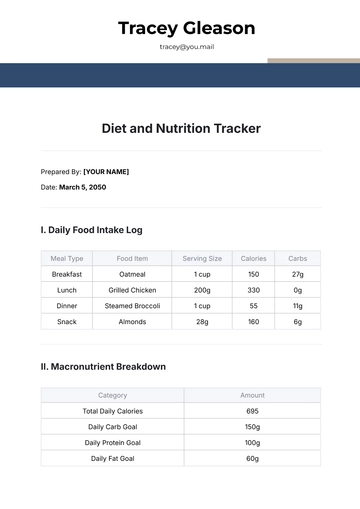Free Diet and Nutrition Tracker Template to Edit Online