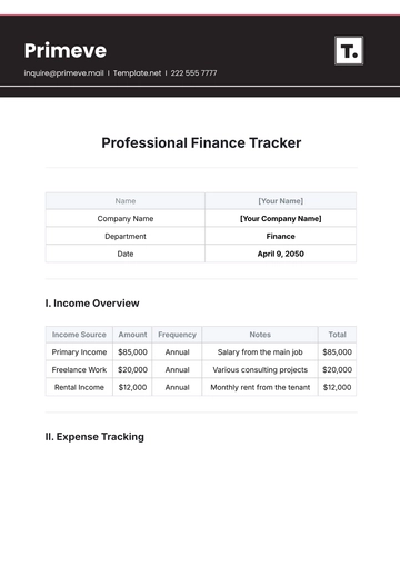 Free Professional  Finance Tracker Template to Edit Online