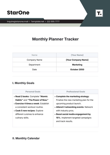 Free Monthly Planner Tracker Template to Edit Online