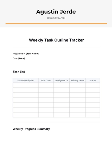 Free Weekly Task Outline Tracker Template to Edit Online