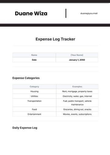 Free Expense Log Tracker Template to Edit Online