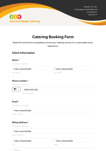 Free Catering Booking Form Template to Edit Online
