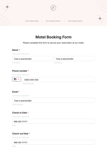 Free Motel Booking Form Template to Edit Online