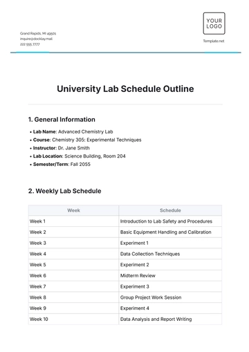 Free University Lab Schedule Outline Template to Edit Online