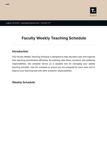 Free Faculty Weekly Teaching Schedule Template to Edit Online