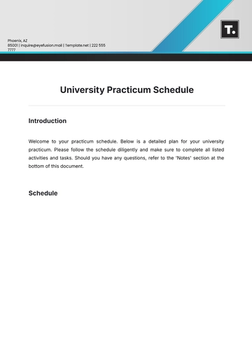 Free University Practicum Schedule Template to Edit Online