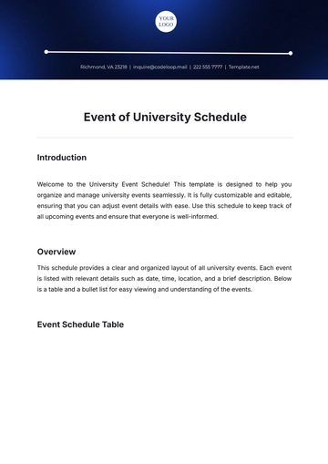 Free Event of University Schedule Template to Edit Online
