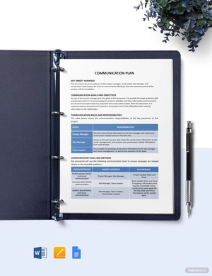 One Page Communication Plan Template