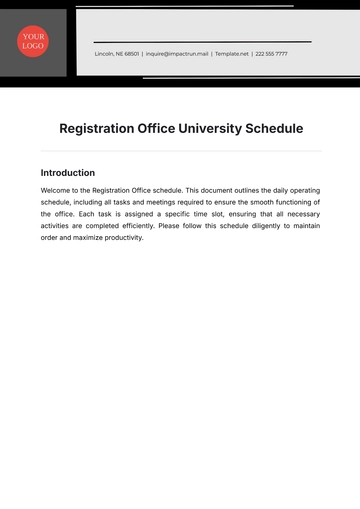 Free Registration Office University Schedule Template to Edit Online