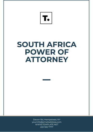 Free South Africa Power of Attorney Template to Edit Online
