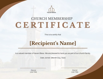 Free Church Membership Certificate Template to Edit Online