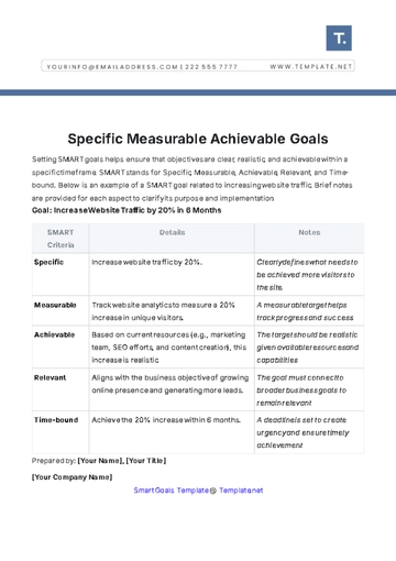 Free Specific Measurable Achievable Goals Template to Edit Online