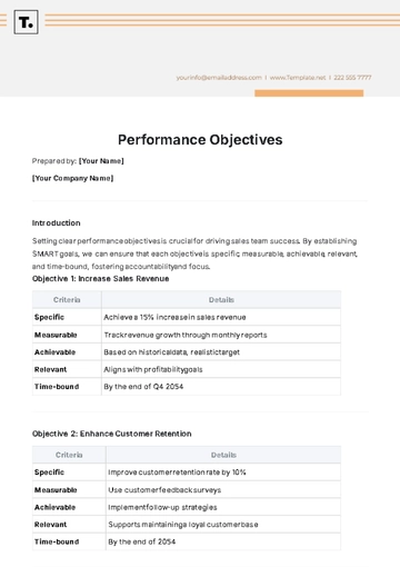 Free Performance Objectives Template to Edit Online