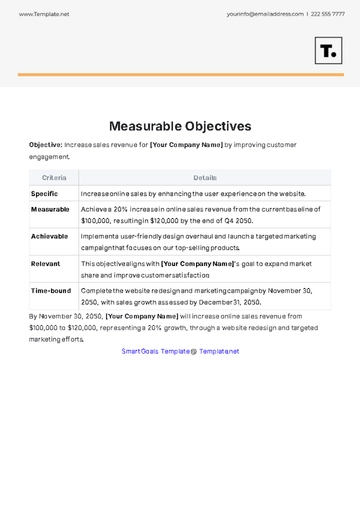 Free Measurable Objectives Template to Edit Online