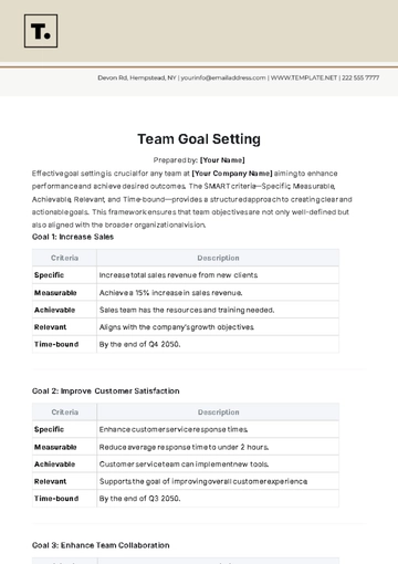 Free Team Goal Setting Template to Edit Online