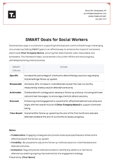 Free SMART Goals for Social Workers Template to Edit Online