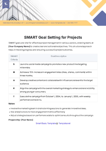 Free SMART Goal Setting for Projects Template to Edit Online