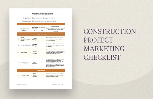 Construction Project Marketing Checklist Template