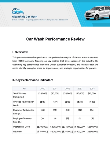 Free Car Wash Performance Review Template to Edit Online