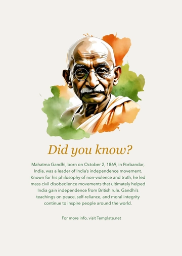 Free Gandhi Jayanti Biography Template to Edit Online