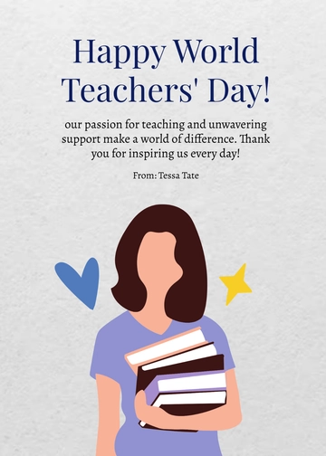 Free World Teachers  Day Greeting Card Template to Edit Online