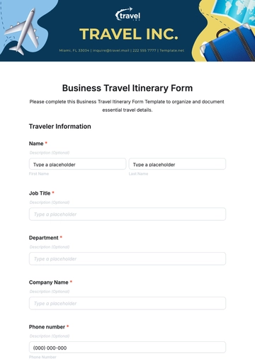 Free Business Travel Itinerary Form Template to Edit Online